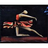 PASCALE BIGOT, 'THE DANCER', an original pastel drawing, embellished with gold accents, signed in