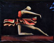PASCALE BIGOT, 'THE DANCER', an original pastel drawing, embellished with gold accents, signed in