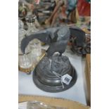 A NOVELTY PEWTER INKWELL, shaped as an Eagle, height approximately 18.5cm