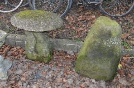 TWO STADDLE STONE BASES, and one composite top (2)