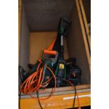 A STRIMMER, two hedge trimmers and a Black and Decker BD380 Aligator saw (one hedge trimmer