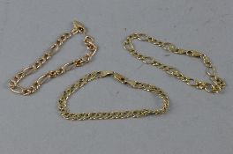 THREE MIXED 9CT BRACELETS, approximate weight 17.1 grams