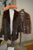 TWO BROWN FUR JACKETS, one with label 'Faulkes, Birmingham' (2)
