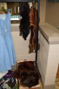A FOX FUR STOLE,various other stoles, muff, hats, etc