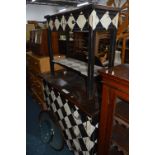 A MODERN HARLEQUIN PAINTED CHEST, of three long drawers and a similar hall table with two drawers (