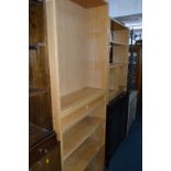 THREE MODERN OAK EFFECT OPEN BOOKCASES, height 106cm x width 80cm