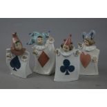 A SET OF FOUR NAO JESTER PLAYING CARD FIGURES, Nos.1279 to 1282, height tallest approx. 19cm (4)