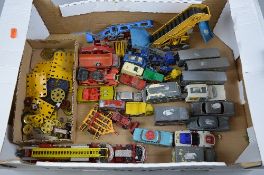 A QUANTITY OF UNBOXED AND ASSORTED PLAYWORN DIECAST VEHICLES, to include Corgi Major Toys American