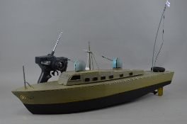 A WOODEN SCRATCH OR KIT BUILT RADIO CONTROL MODEL R.A.F. RESCUE/PATROL BOAT, not tested, constructed