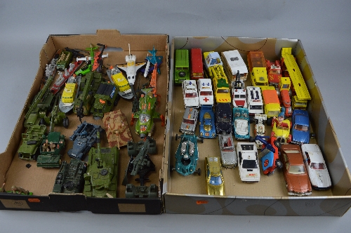 A QUANTITY OF UNBOXED AND ASSORTED PLAYWORN DIECAST VEHICLES, to include assorted Dinky and Corgi