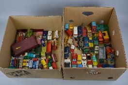 A QUANTITY OF UNBOXED AND ASSORTED PLAYWORN DIECAST VEHICLES, to include several film and T.V