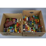 A QUANTITY OF UNBOXED AND ASSORTED PLAYWORN DIECAST VEHICLES, to include several film and T.V