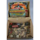 A QUANTITY OF UNBOXED AND ASSORTED PLAYWORN DIECAST VEHICLES AND CAST FIGURES, etc, to include Tri-