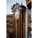 A TEMPUS FUGIT YORK MAHOGANY LONGCASE CLOCK, the brass dial with Roman numerals and cherub