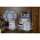 A LATE VICTORIAN BODLEY CHINA MATCHED BLUE AND WHITE AESTHETIC MOVEMENT PART TEAWARES, various