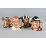 FOUR ROYAL DOULTON CHARACTER JUGS, 'Bootmaker' D6572, 'Gone Away' D6531, 'The Poacher' D6429 and '