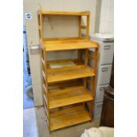 A MODERN PINE OPEN BOOKCASE, and a matching smaller open bookcase (2)