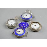 FOUR MIXED ENAMEL FOB WATCHES