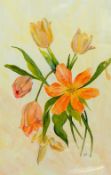 S.SWANNELL, 'ORANGE FLOWERS', an original watercolour painting, signed by the artist, double mounted