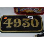 A REPRODUCTION EAST GREAT WESTERN RAILWAY BRASS CABSIDE NUMBER PLATE, from Locomotive 'Hagley