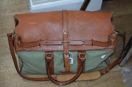 A LEATHER AND CANVAS BAG, 'Jabez Cliff 1793' Saddle and Bridle makers, Walsall