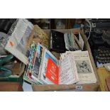 A BOX OF FOOTBALL PROGRAMMES, mostly 1960's, together with postcards, pictures etc, mainly Newcastle