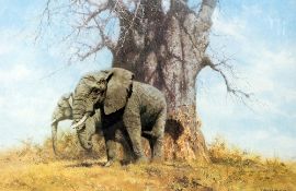DAVID SHEPHERD, OBE FRSA, 'BAOBAB AND FRIENDS', a limited edition print 824/950, signed and numbered