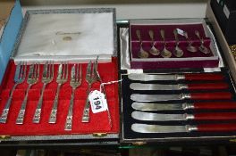 TWO BOXED COMMUNITY FORK SET, and EPNS knife set, together with six teaspoon set