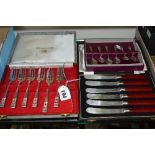 TWO BOXED COMMUNITY FORK SET, and EPNS knife set, together with six teaspoon set