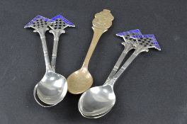 FOUR SILVER MASONIC SPOONS, and a Rolex spoon (5)