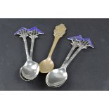 FOUR SILVER MASONIC SPOONS, and a Rolex spoon (5)