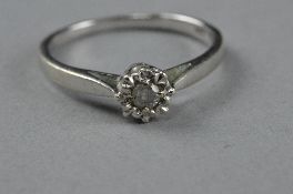 A 9CT WHITE GOLD DIAMOND RING, size L 1/2, approximate weight 1.9 grams