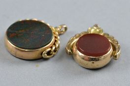 TWO 9CT HARDSTONE SWIVEL FOBS approximate weight 13.4 grams