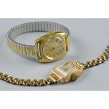 AN 18CT LADIES WATCH HEAD AND ANOTHER PLATED WATCH (2)