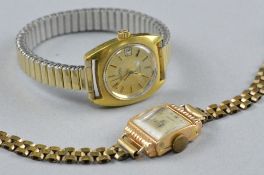 AN 18CT LADIES WATCH HEAD AND ANOTHER PLATED WATCH (2)