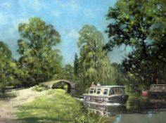 SG JENNINGS, 'CANAL LIFE', an original pastel drawing, signed by the artist, triple mounted and