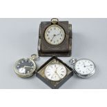 FOUR POCKET WATCHED TO INCLUDE, military marked GS/TP Broad Arrow 035767 together with silver (