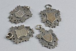 FOUR MIXED SILVER FOBS, c.1912, approximate weight 48.6 grams