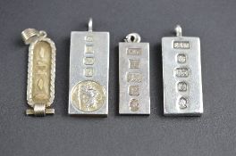 FOUR SILVER INGOTS approximate weight 82.3 grams
