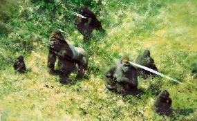 DAVID SHEPHERD, 'LOWLAND GORILLAS', a limited edition print 262/350, signed, titled and numbered