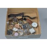 A BOX OF ELEVEN VARIOUS GENTS WATCHES