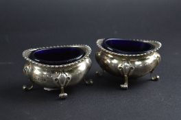 A PAIR OF SILVER SALTS, Sheffield 1928