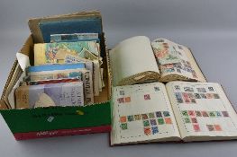 A COLLECTION OF STAMPS, in two old time albums and a small box of books
