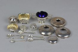 A PARCEL OF SILVER, to include a late Victorian shell shaped silver salt, gilt lined, Birmingham