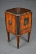 A 19TH CENTURY DUTCH SATINWOOD JARDINIERE, of shaped square form, front and back inset with