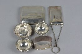 A GROUP OF LATE VICTORIAN AND EARLY 20TH CENTURY SILVER, comprising a cigarette case, maker A.H.