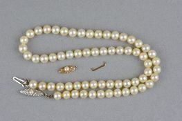 A MID TO LATE 20TH CENTURY MIKIMOTO AKOYA CULTURED PEARL NECKLACE, sixty-four uniform cultured