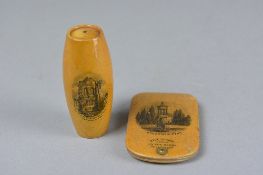 A VICTORIAN MAUCHLINE WARE AIDE MEMOIRE, printed with 'Burns Monument' and 'Cottage in which Burns