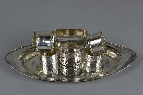 A GEORGE V OVAL SILVER DRESSING TABLE TRAY, makers Atkin Brothers, Sheffield 1919, approximately 5.