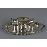 A GEORGE V OVAL SILVER DRESSING TABLE TRAY, makers Atkin Brothers, Sheffield 1919, approximately 5.
